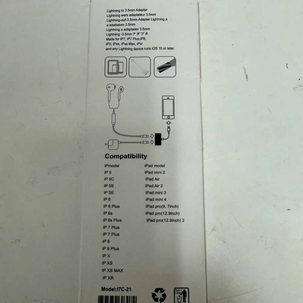 Lightning to 3.5mm Headphone Jack Adapter And Charging Splitter For Apple iPhone